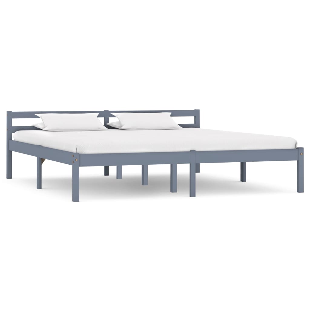 Cadre de lit sans matelas gris bois massif de pin 160x200 cm - XIOS