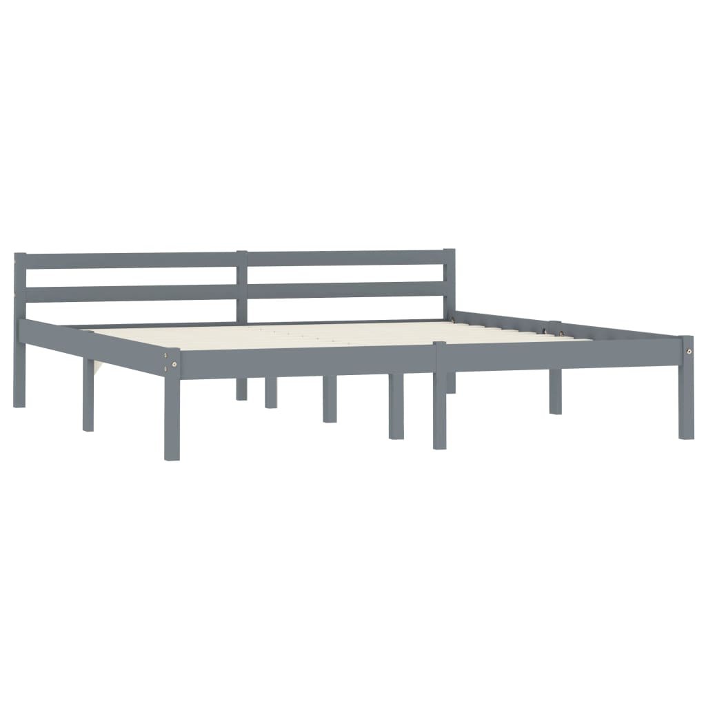 Cadre de lit sans matelas gris bois massif de pin 160x200 cm - XIOS