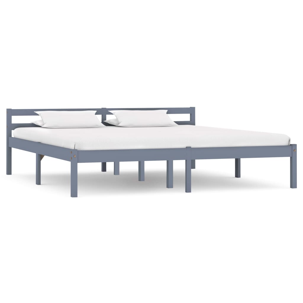 Cadre de lit sans matelas gris bois massif de pin 180x200 cm - XIOS