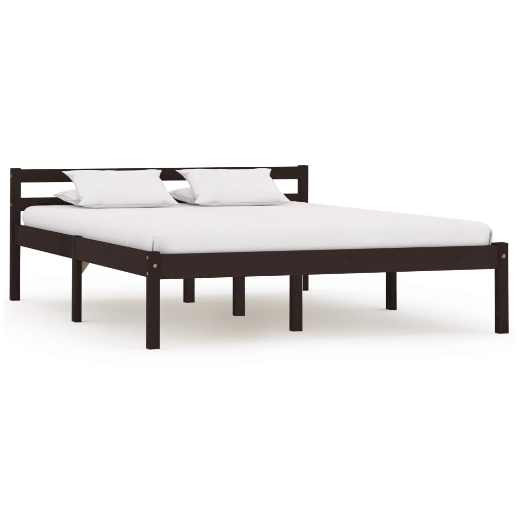 Cadre de lit sans matelas marron foncé pin massif 120x200 cm - XIOS