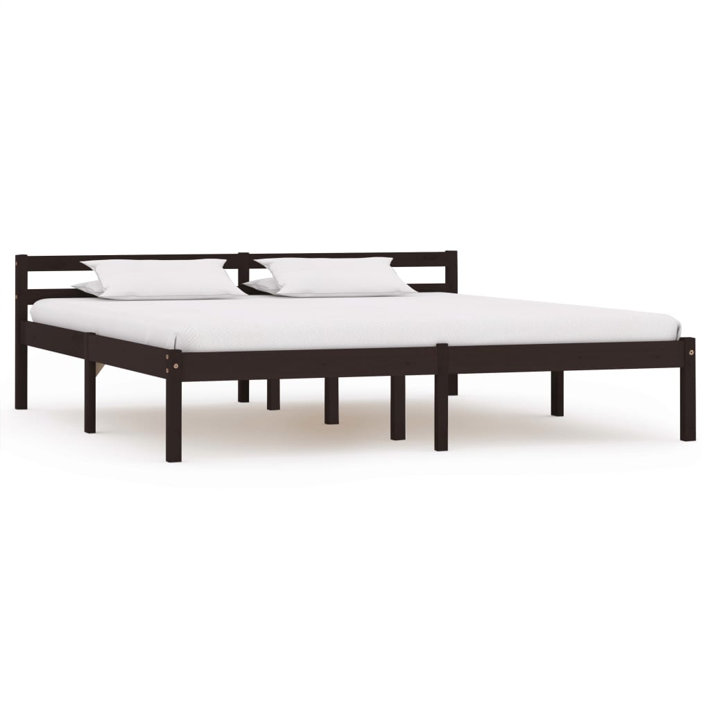 Cadre de lit sans matelas marron foncé pin massif 160x200 cm - XIOS