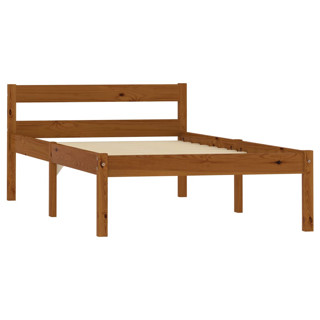Cadre de lit sans matelas Marron miel Bois pin massif 90x200 cm - XIOS