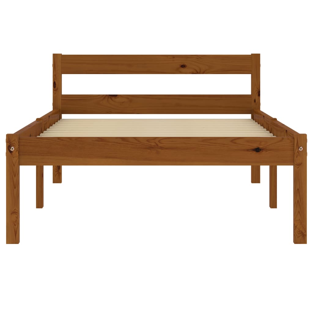 Cadre de lit sans matelas Marron miel Bois pin massif 90x200 cm - XIOS