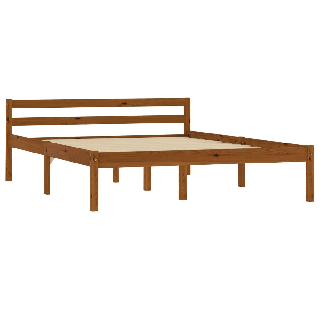 Cadre de lit sans matelas marron miel pin massif 120x200 cm - XIOS