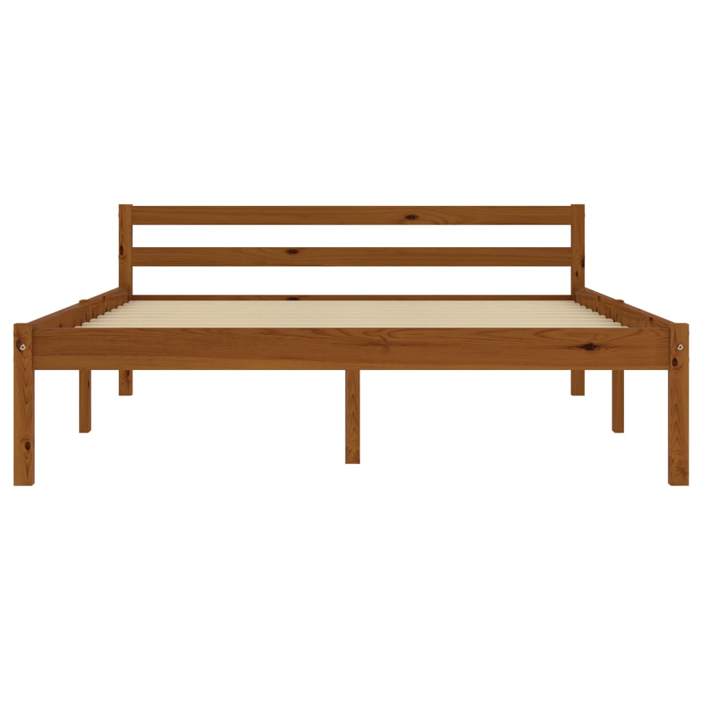 Cadre de lit sans matelas marron miel pin massif 120x200 cm - XIOS