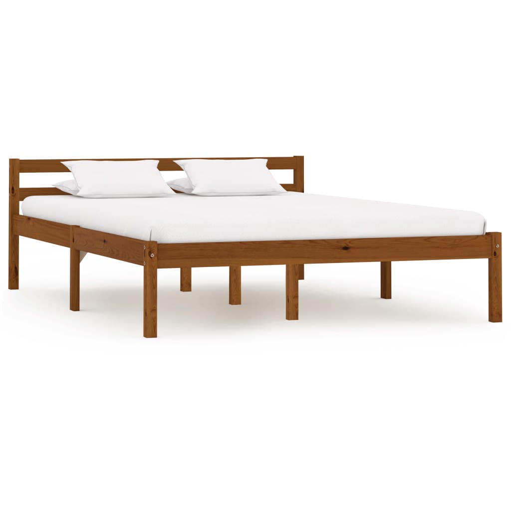 Cadre de lit sans matelas marron miel pin massif 140x200 cm - XIOS