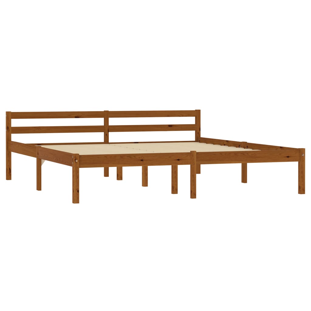 Cadre de lit sans matelas marron miel pin massif 160x200 cm - XIOS