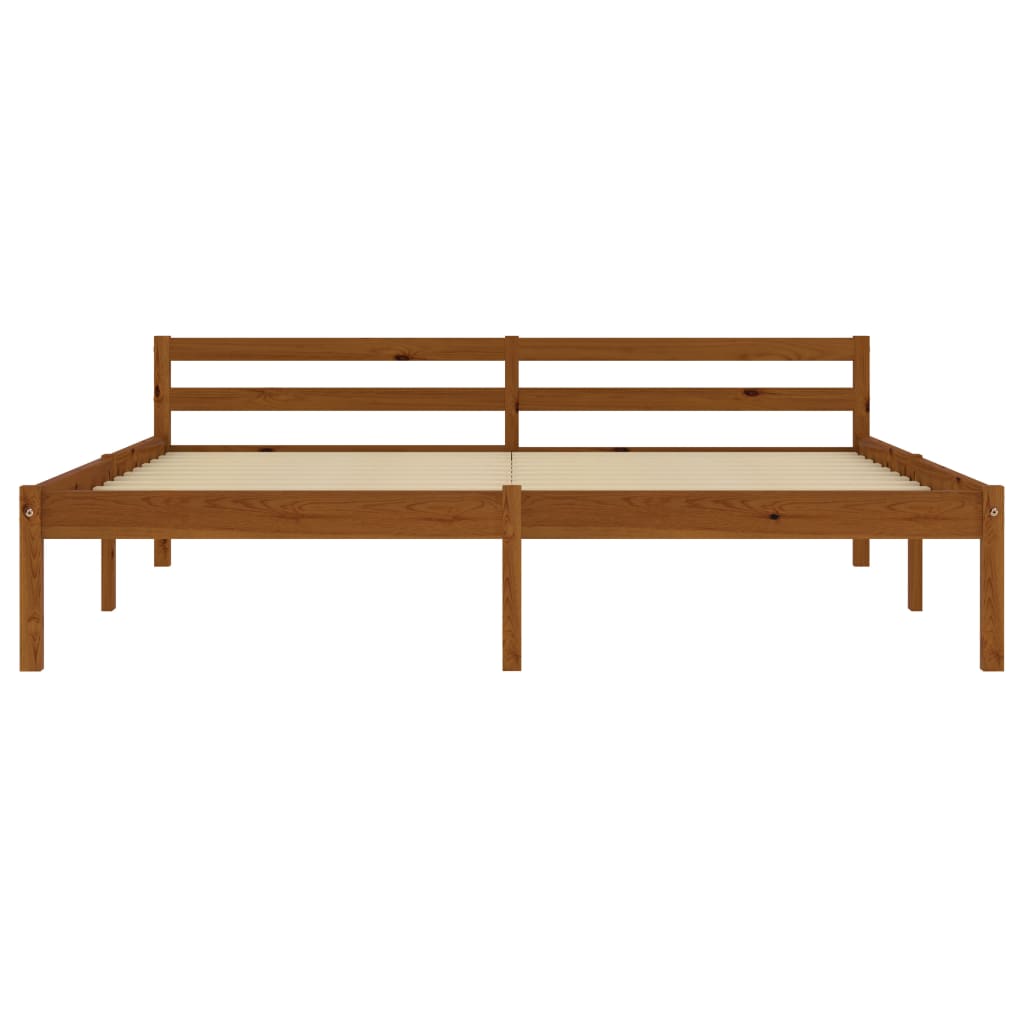 Cadre de lit sans matelas marron miel pin massif 160x200 cm - XIOS