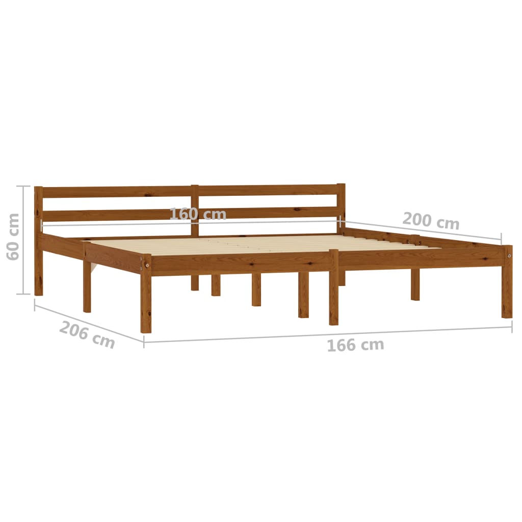 Cadre de lit sans matelas marron miel pin massif 160x200 cm - XIOS