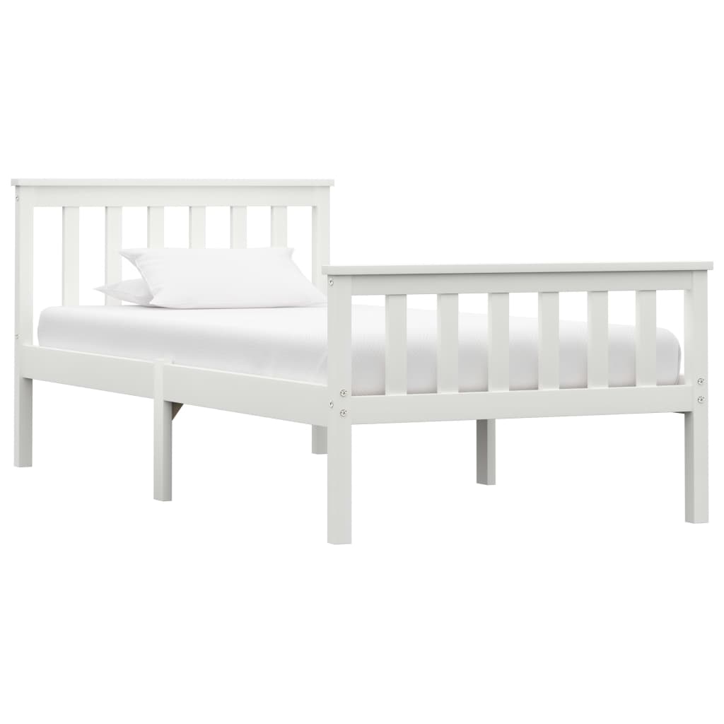 Cadre de lit sans matelas blanc bois de pin massif 100x200 cm - XIOS