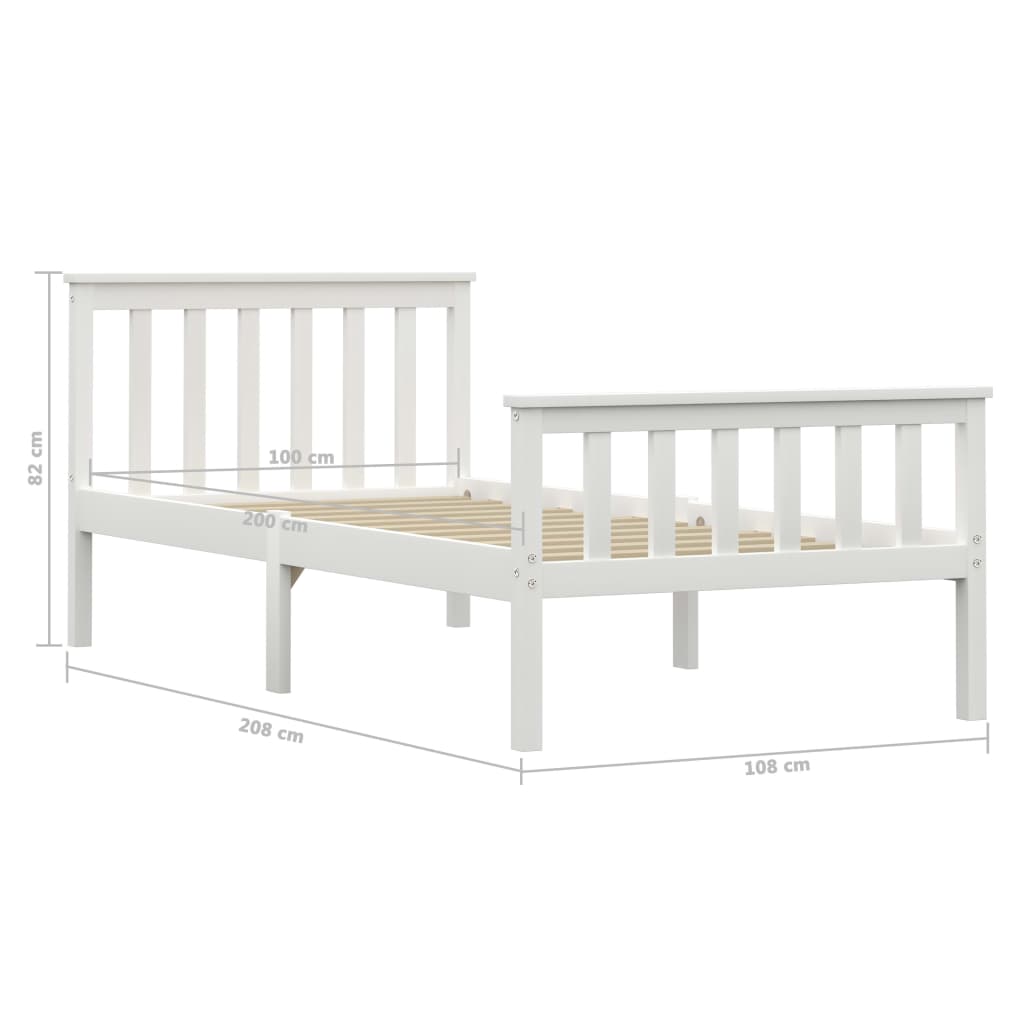 Cadre de lit sans matelas blanc bois de pin massif 100x200 cm - XIOS