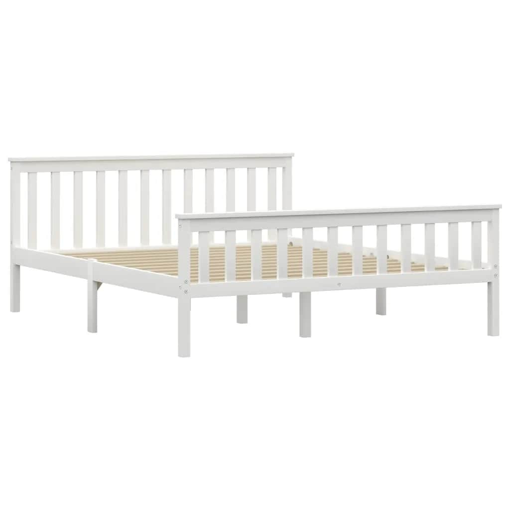 Cadre de lit sans matelas blanc bois de pin massif 160x200 cm - XIOS