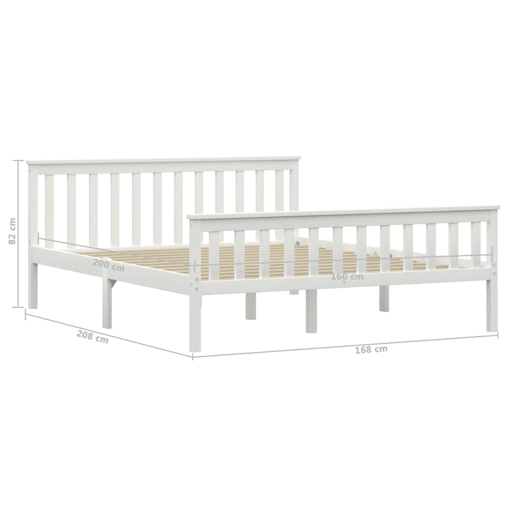 Cadre de lit sans matelas blanc bois de pin massif 160x200 cm - XIOS