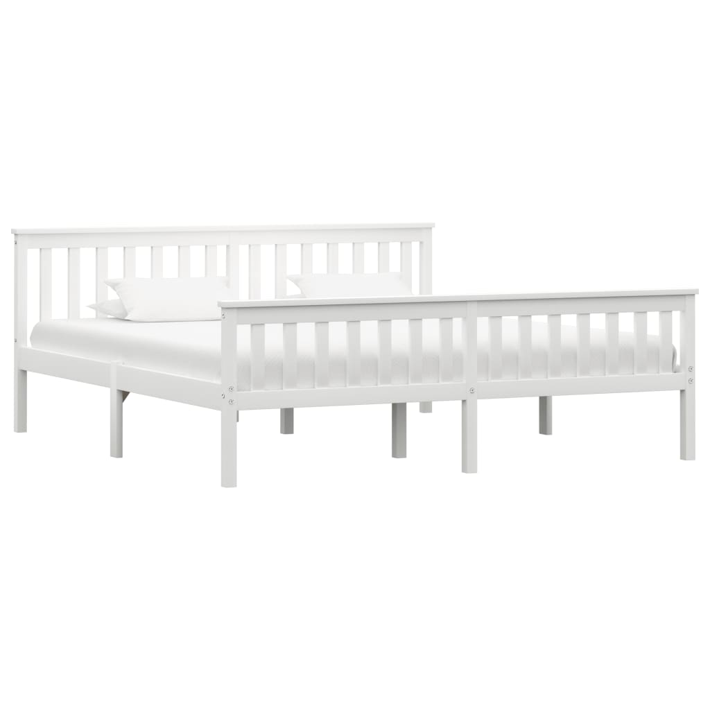 Cadre de lit sans matelas blanc bois massif de pin 180x200 cm - XIOS