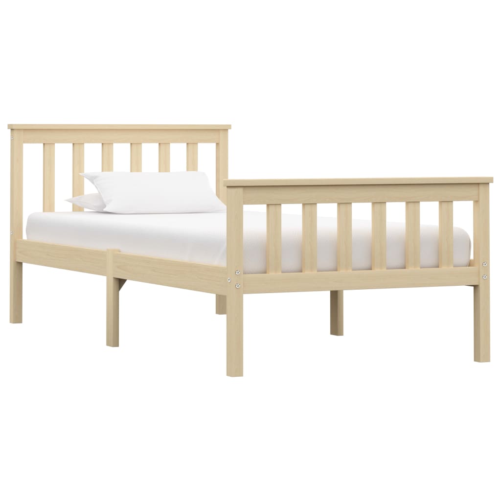 Cadre de lit sans matelas naturel bois massif de pin 100x200 cm - XIOS