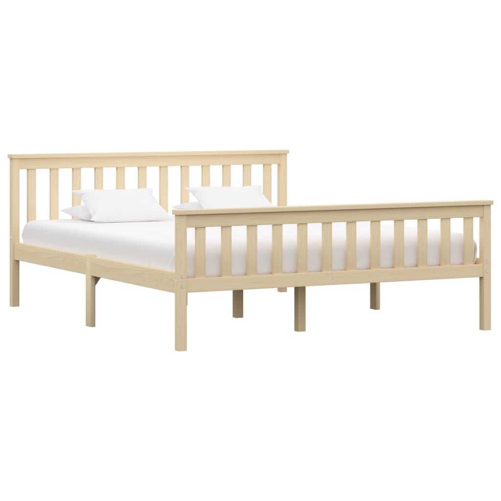 Cadre de lit sans matelas naturel bois massif de pin 160x200 cm - XIOS