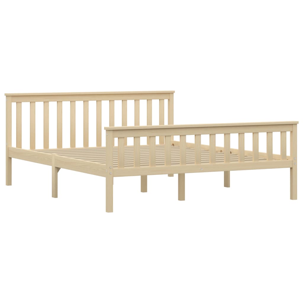 Cadre de lit sans matelas naturel bois massif de pin 160x200 cm - XIOS