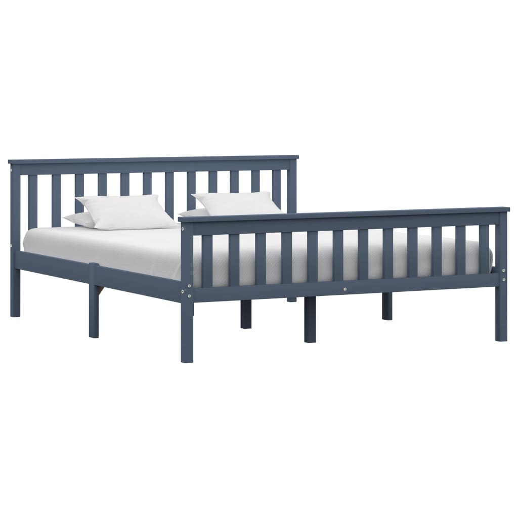 Cadre de lit sans matelas gris bois massif de pin 160x200 cm - XIOS