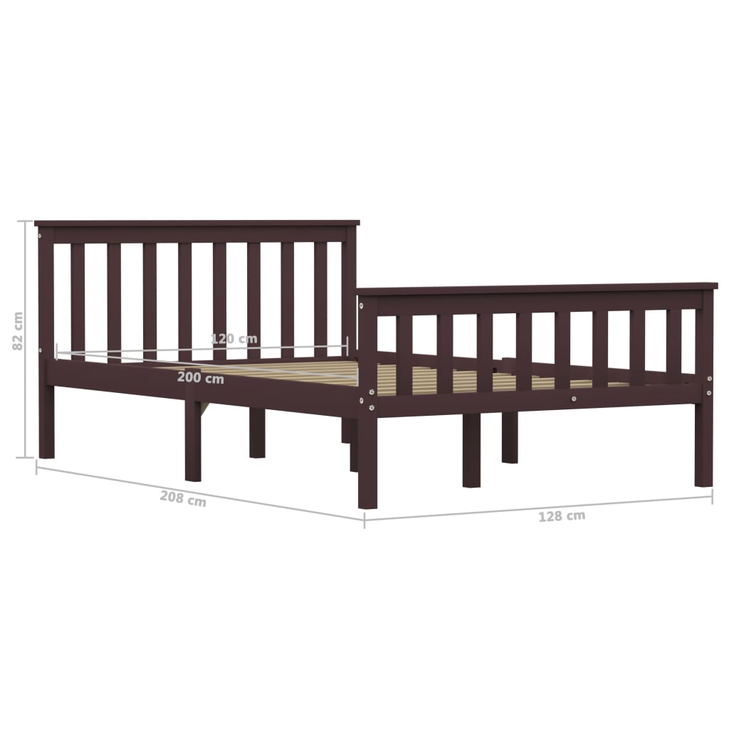 Cadre de lit sans matelas marron foncé pin massif 120x200 cm - XIOS