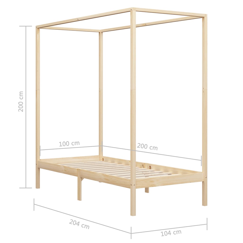 Cadre de lit à baldaquin sans matelas bois massif 100x200 cm - XIOS