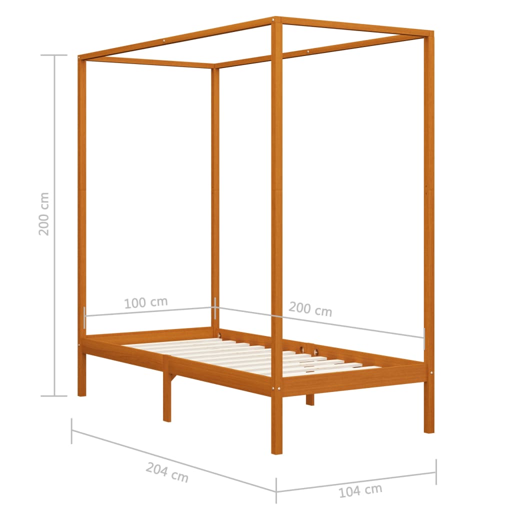Cadre de lit à baldaquin sans matelas bois massif 100x200 cm - XIOS
