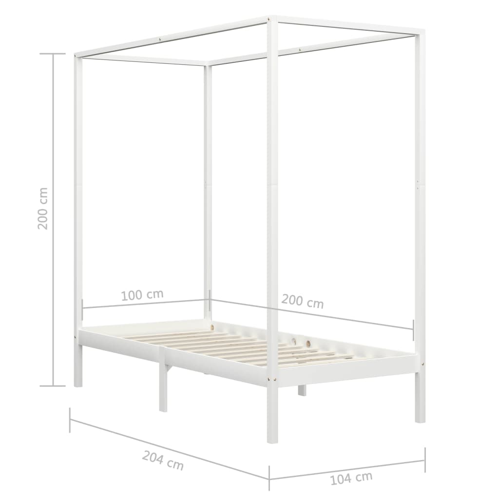 Cadre de lit à baldaquin sans matelas bois massif 100x200 cm - XIOS