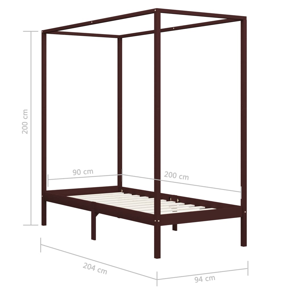 Cadre de lit à baldaquin sans matelas bois massif 90x200 cm - XIOS