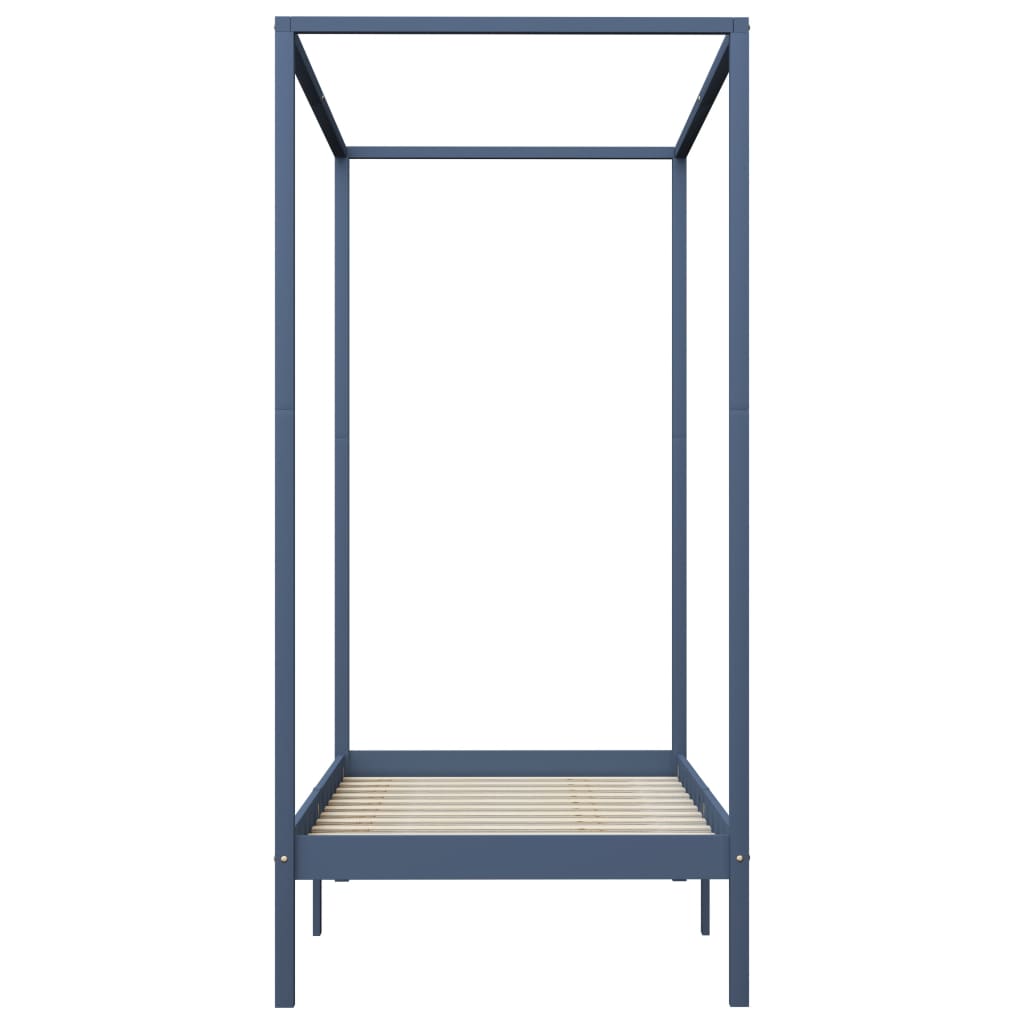 Cadre de lit à baldaquin sans matelas gris bois massif 90x200cm - XIOS