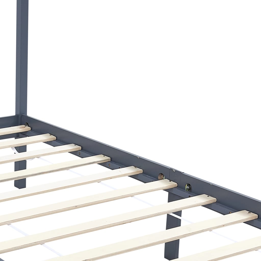 Cadre de lit à baldaquin sans matelas gris bois massif 90x200cm - XIOS