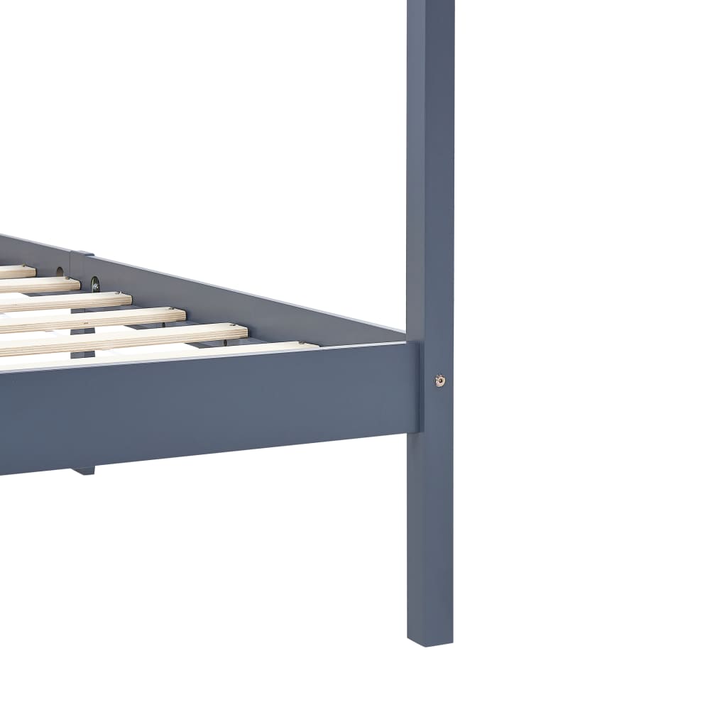 Cadre de lit à baldaquin sans matelas gris bois massif 90x200cm - XIOS