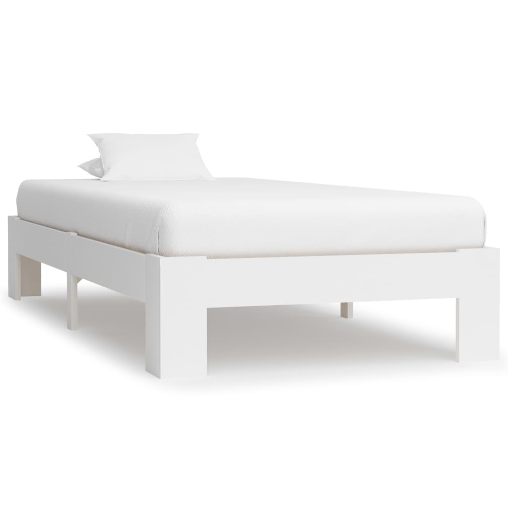 Cadre de lit sans matelas blanc bois de pin massif 90x200 cm - XIOS