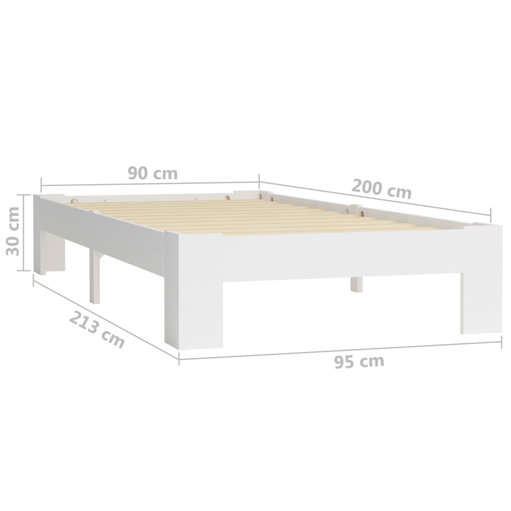 Cadre de lit sans matelas blanc bois de pin massif 90x200 cm - XIOS