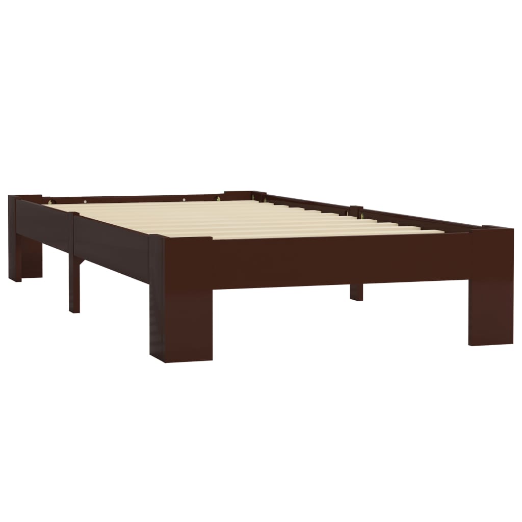Cadre de lit sans matelas marron foncé bois pin massif 90x200cm - XIOS