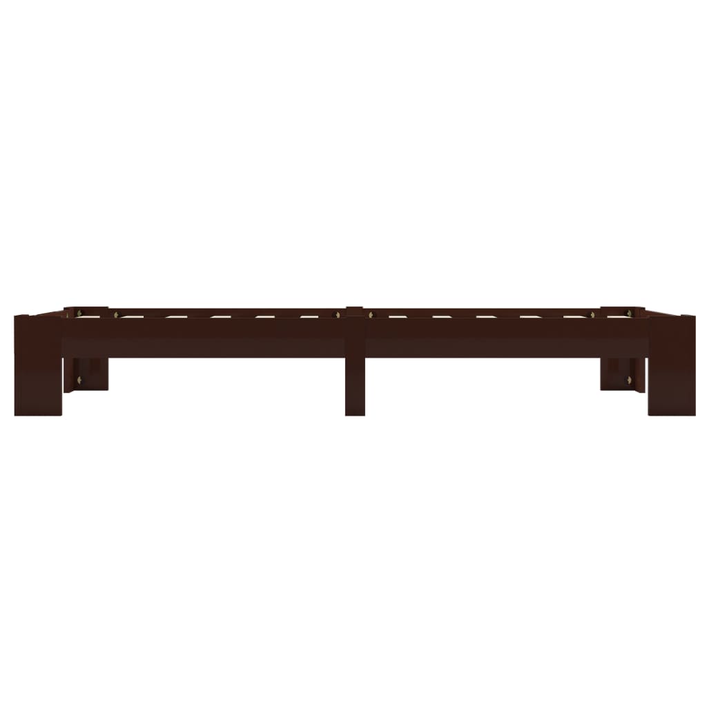Cadre de lit sans matelas marron foncé bois pin massif 90x200cm - XIOS