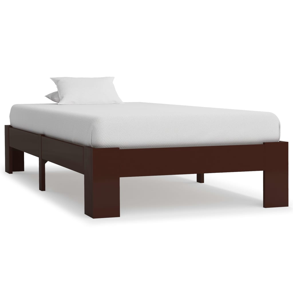 Cadre de lit sans matelas marron foncé pin massif 100x200 cm - XIOS