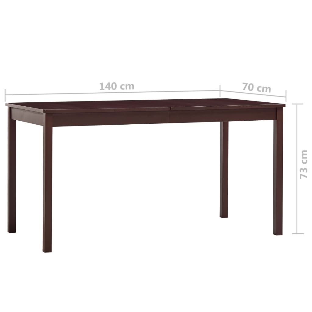 Table à manger Marron foncé 140x70x73 cm Bois de pin - XIOS