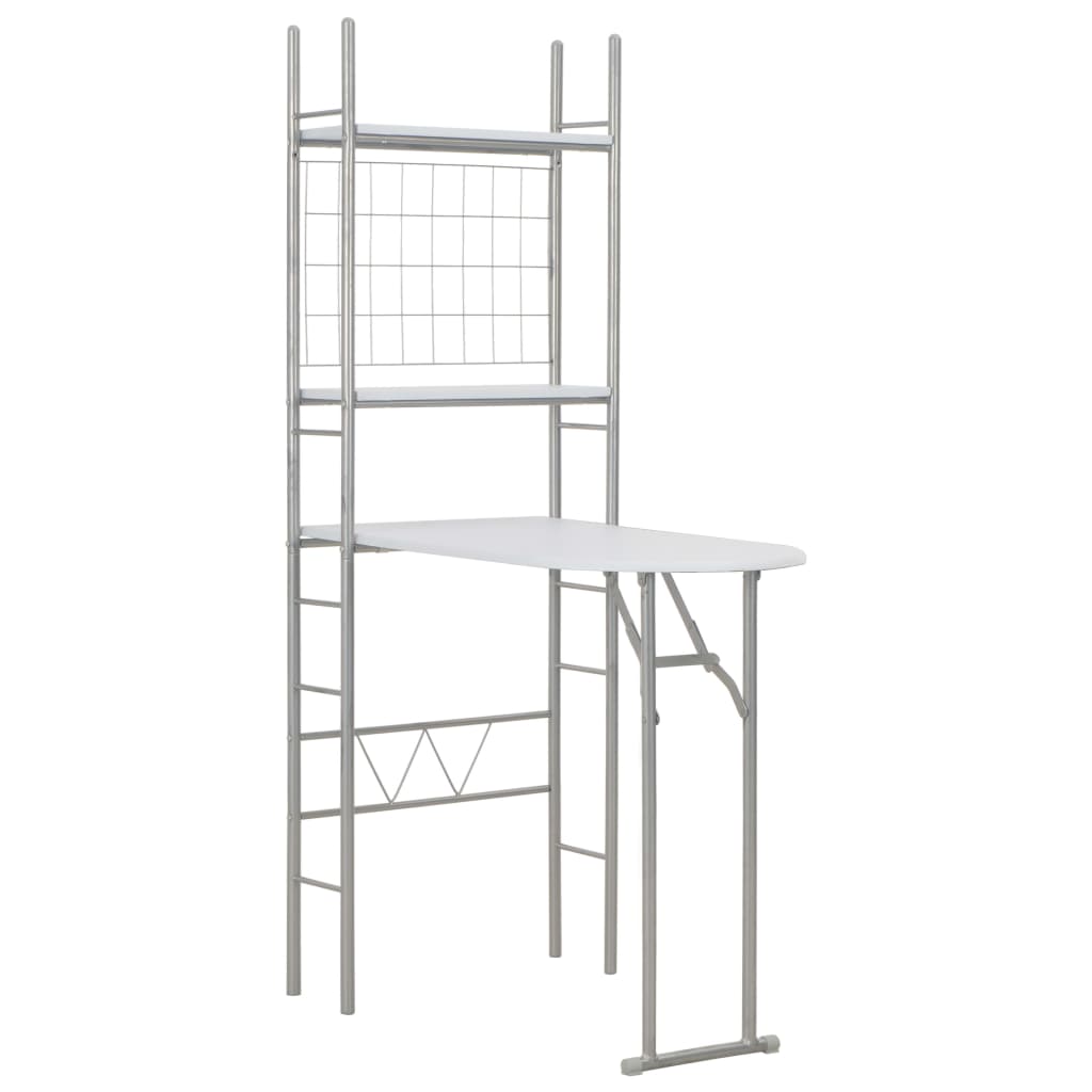 Ensemble à dîner pliant 3 pcs et étagère de rangement MDF acier - XIOS
