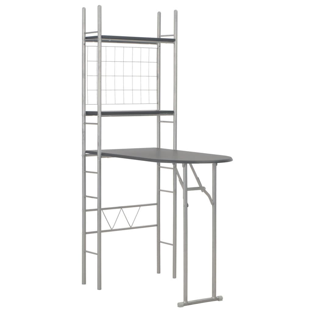 Ensemble à dîner pliant 3 pcs et étagère de rangement MDF acier - XIOS