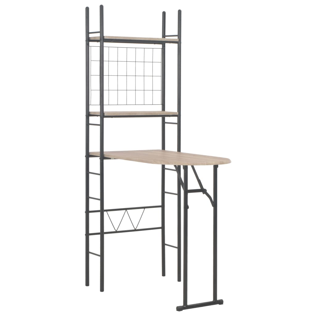 Ensemble à dîner pliant 3 pcs et étagère de rangement MDF acier - XIOS