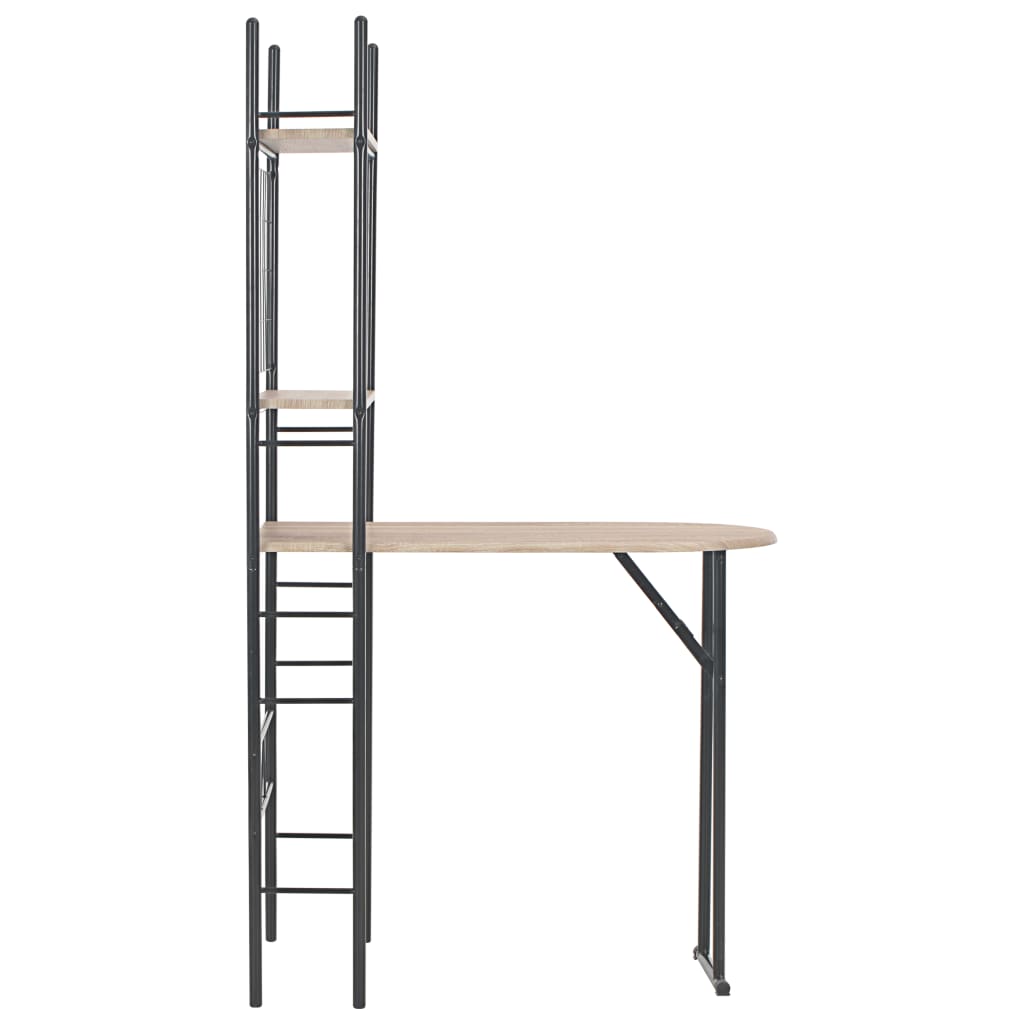 Ensemble à dîner pliant 3 pcs et étagère de rangement MDF acier - XIOS