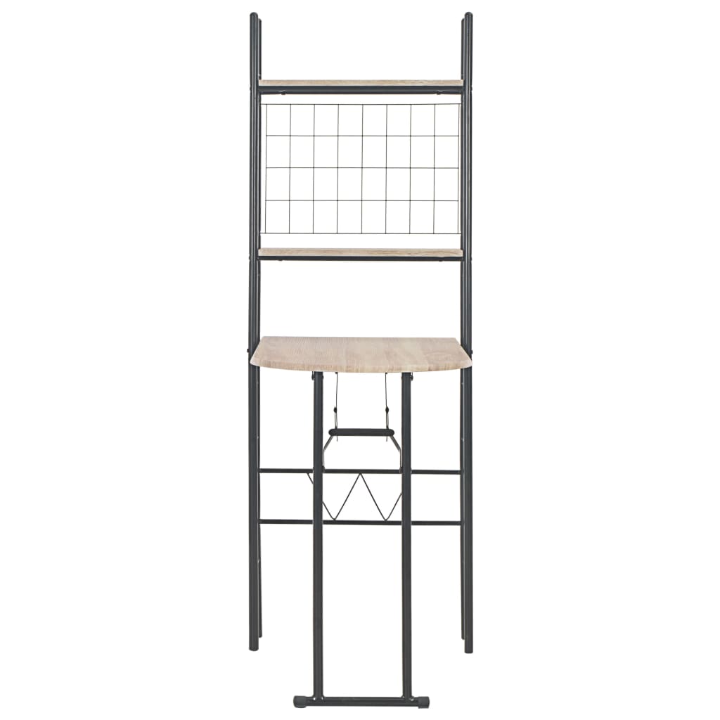 Ensemble à dîner pliant 3 pcs et étagère de rangement MDF acier - XIOS