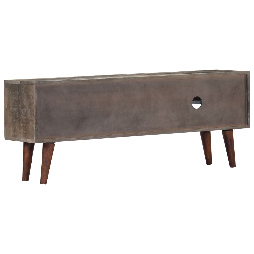 Meuble TV Gris 130x30x46 cm Bois massif de manguier brut - XIOS