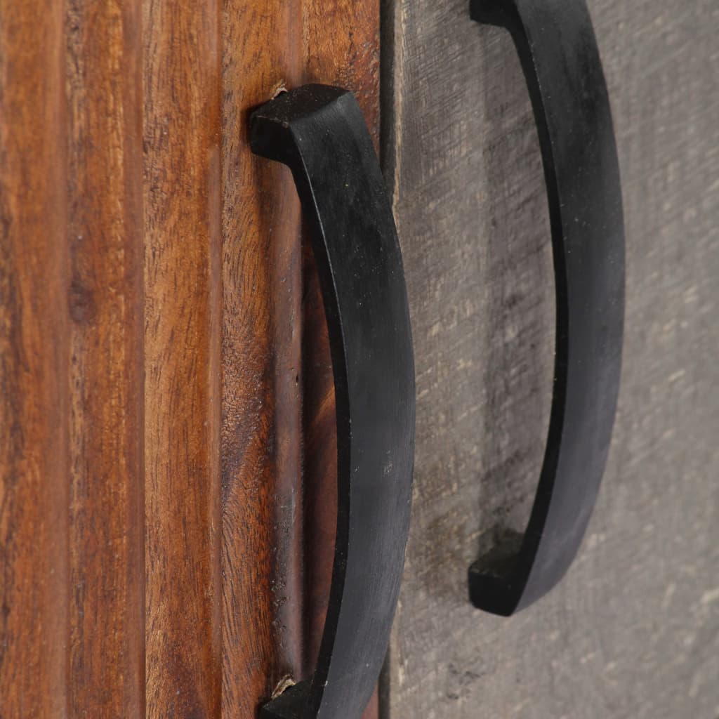 Meuble TV Gris 130x30x46 cm Bois massif de manguier brut - XIOS