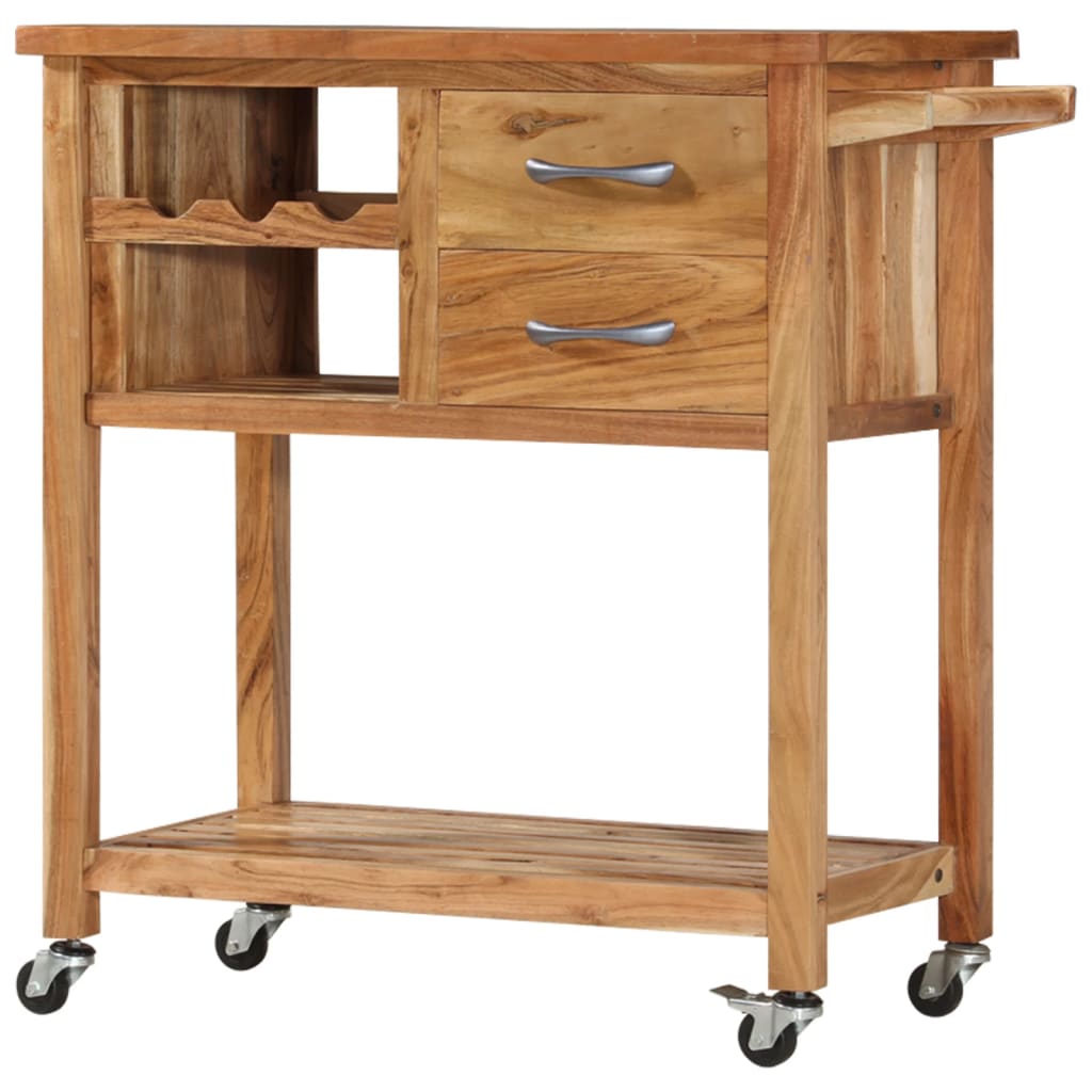 Chariot de cuisine 80x45x91 cm Bois d'acacia massif