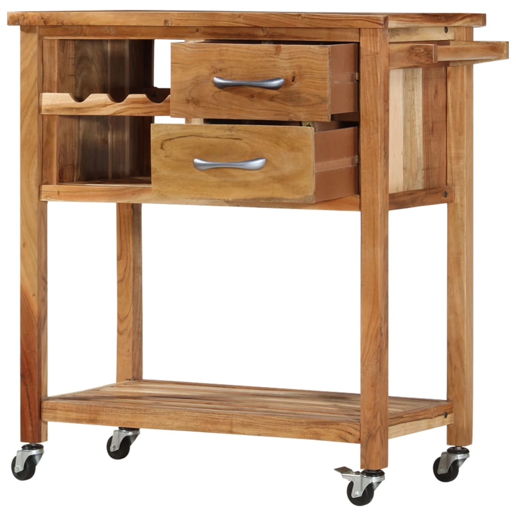Chariot de cuisine 80x45x91 cm Bois d'acacia massif