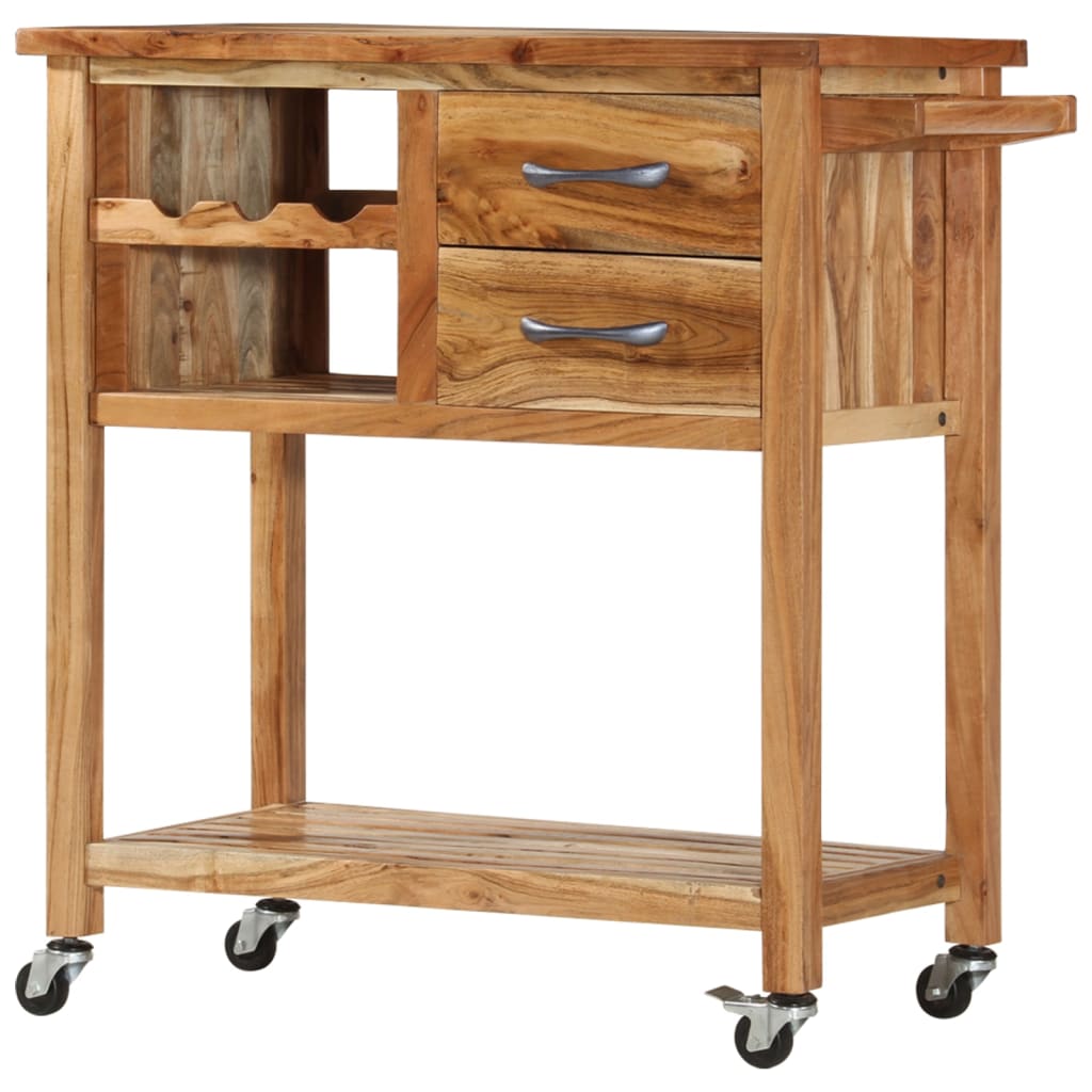 Chariot de cuisine 80x45x91 cm Bois d'acacia massif