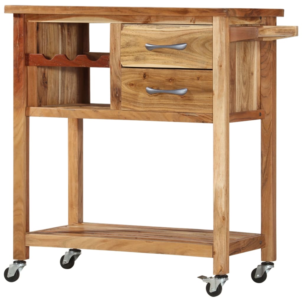 Chariot de cuisine 80x45x91 cm Bois d'acacia massif