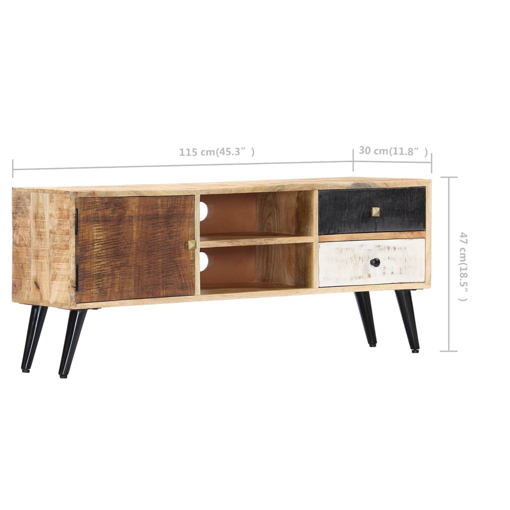 Meuble TV 115x30x47 cm Bois massif de manguier - XIOS