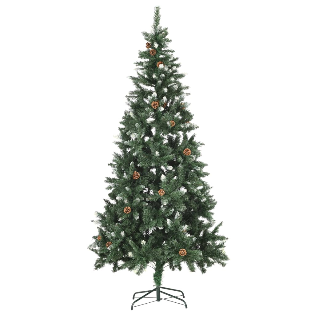 Sapin de Noël avec pommes de pin et paillettes blanches 210 cm - XIOS
