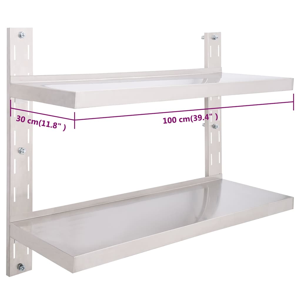 Étagère murale à 2 niveaux Acier inoxydable 100x30 cm - XIOS